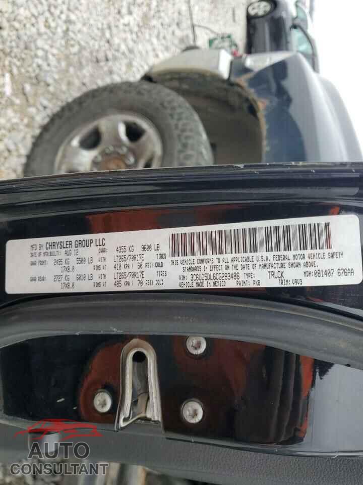 DODGE RAM 2500 2012 - 3C6UD5DL8CG283486