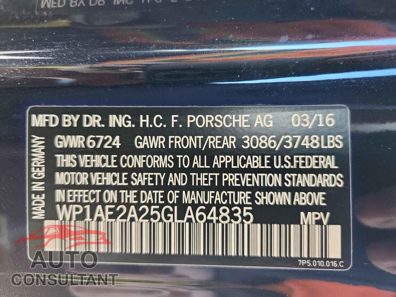 PORSCHE CAYENNE 2016 - WP1AE2A25GLA64835