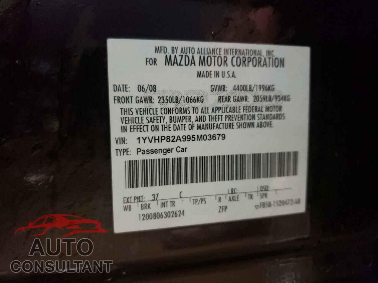 MAZDA 6 2009 - 1YVHP82A995M03679