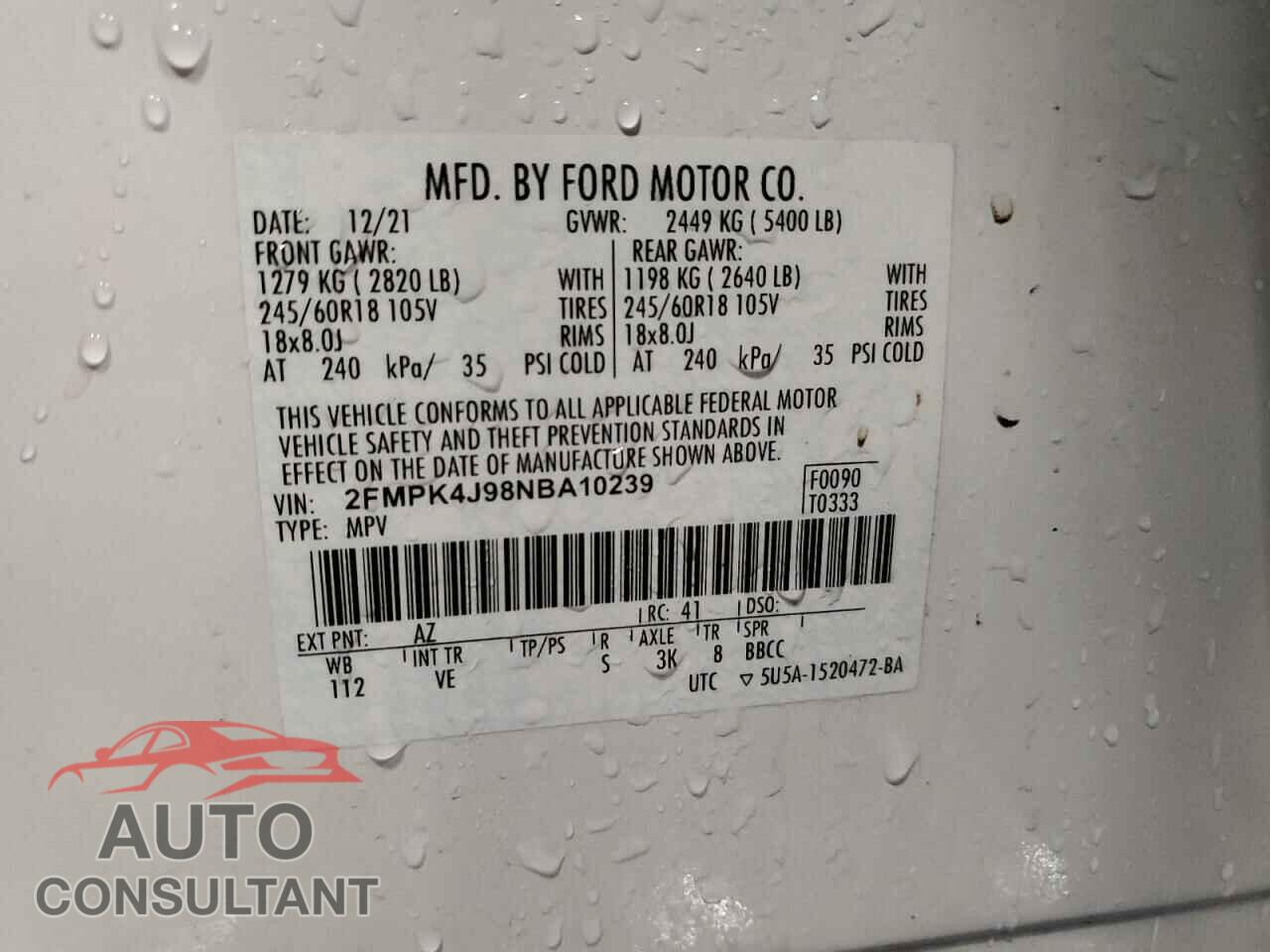 FORD EDGE 2022 - 2FMPK4J98NBA10239