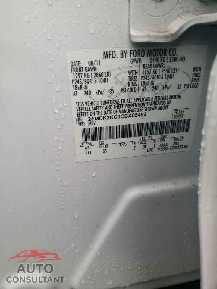 FORD EDGE 2012 - 2FMDK3KC0CBA05492