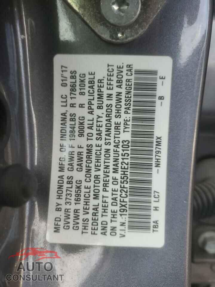HONDA CIVIC 2017 - 19XFC2F55HE215103