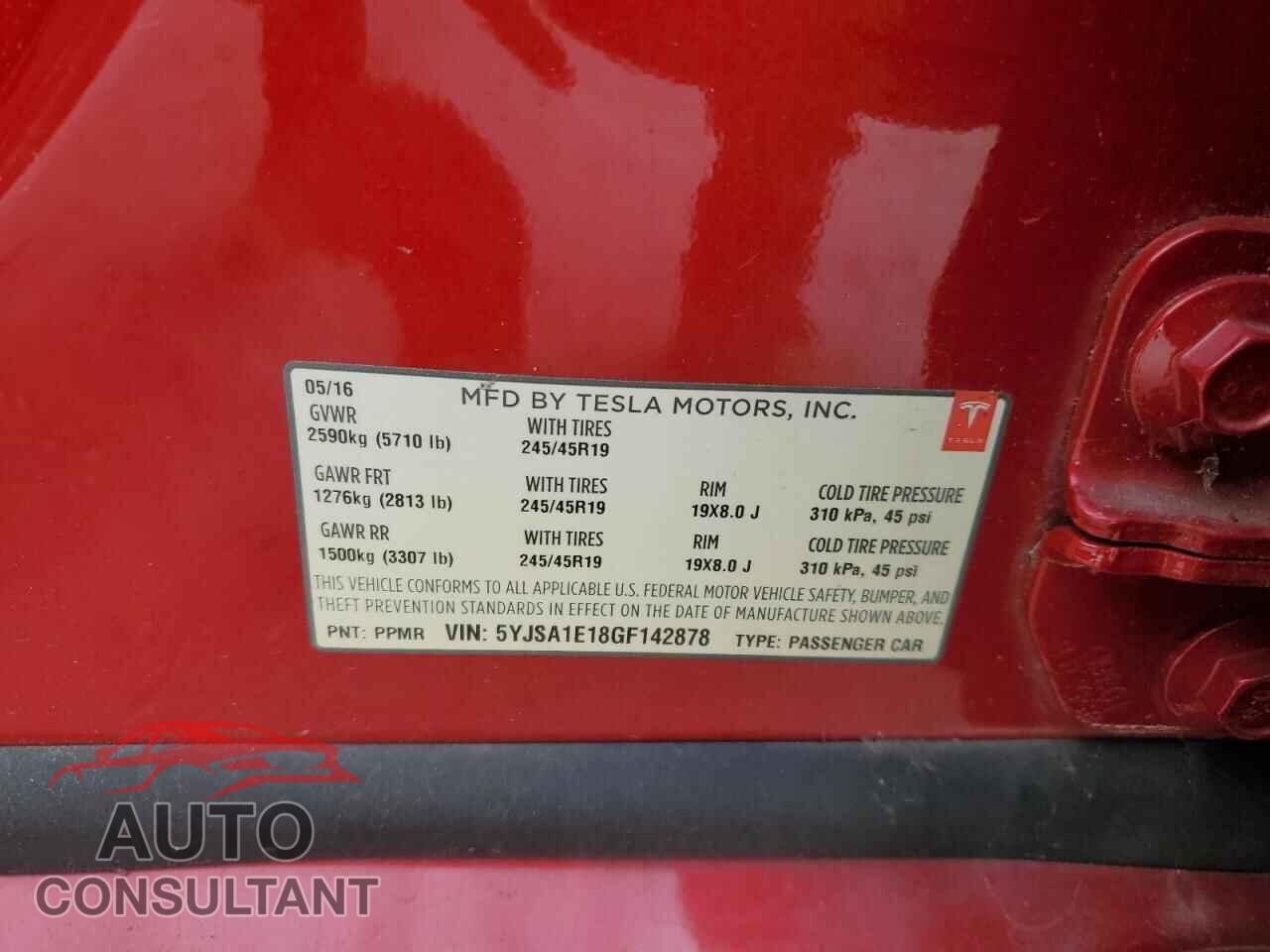 TESLA MODEL S 2016 - 5YJSA1E18GF142878