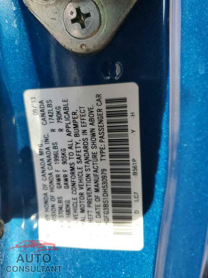HONDA CIVIC 2013 - 2HGFG3B51DH530979