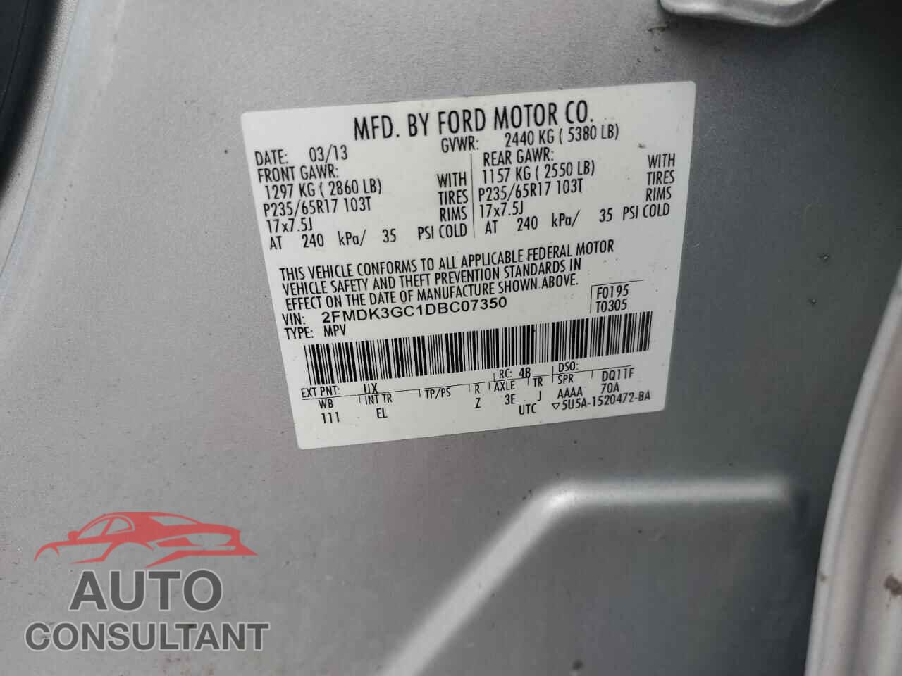 FORD EDGE 2013 - 2FMDK3GC1DBC07350