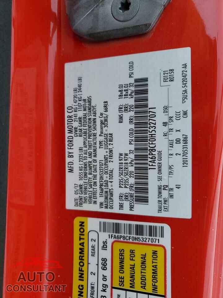 FORD MUSTANG 2017 - 1FA6P8CF0H5327071