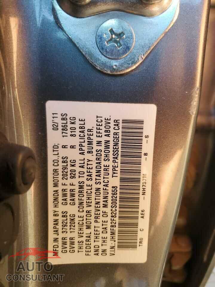 HONDA CIVIC 2012 - JHMFB2F82CS002658