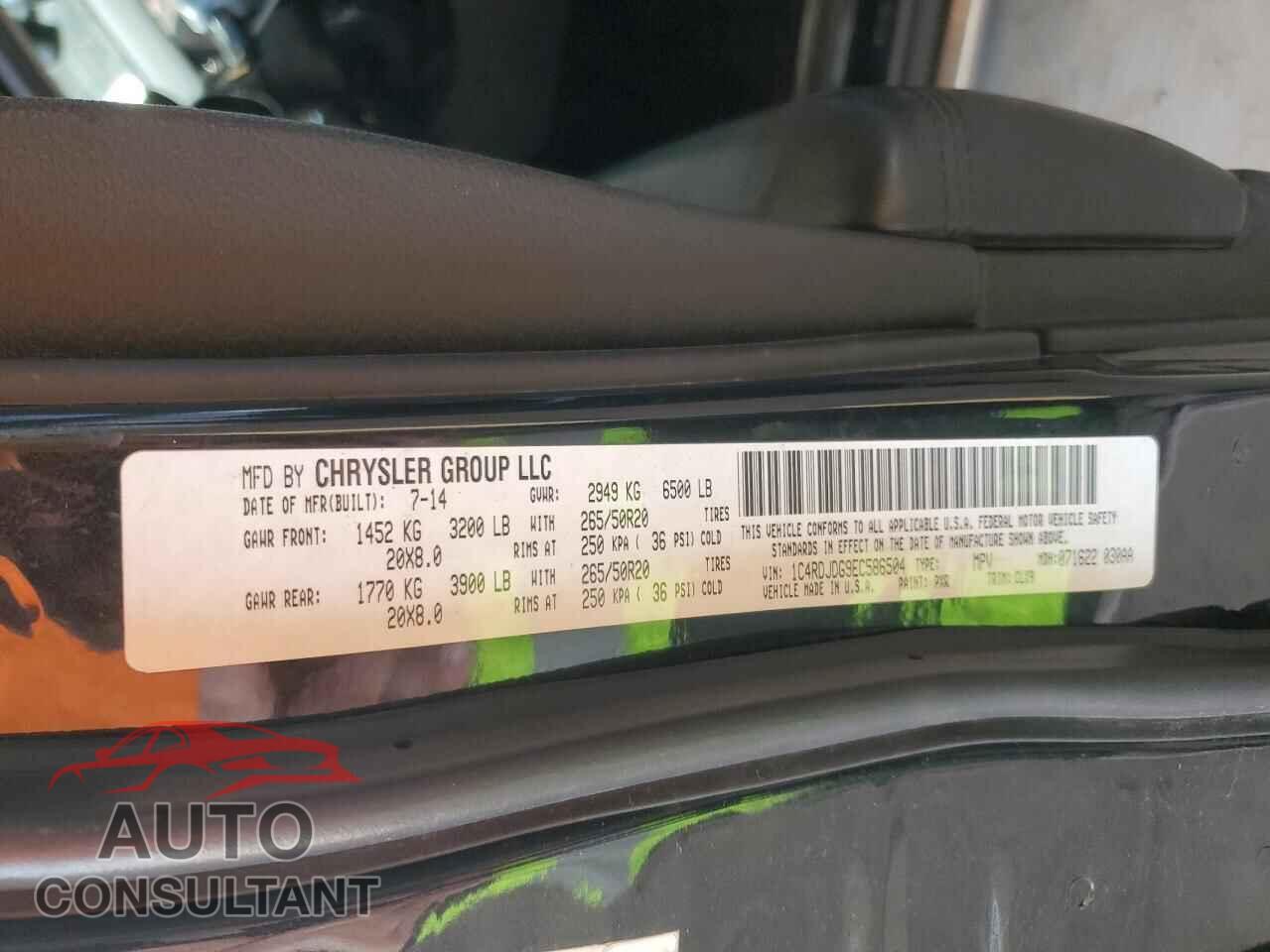 DODGE DURANGO 2014 - 1C4RDJDG9EC586504