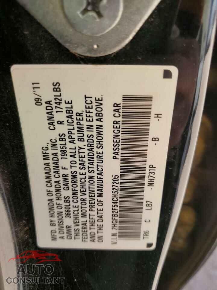 HONDA CIVIC 2012 - 2HGFB2F54CH527205