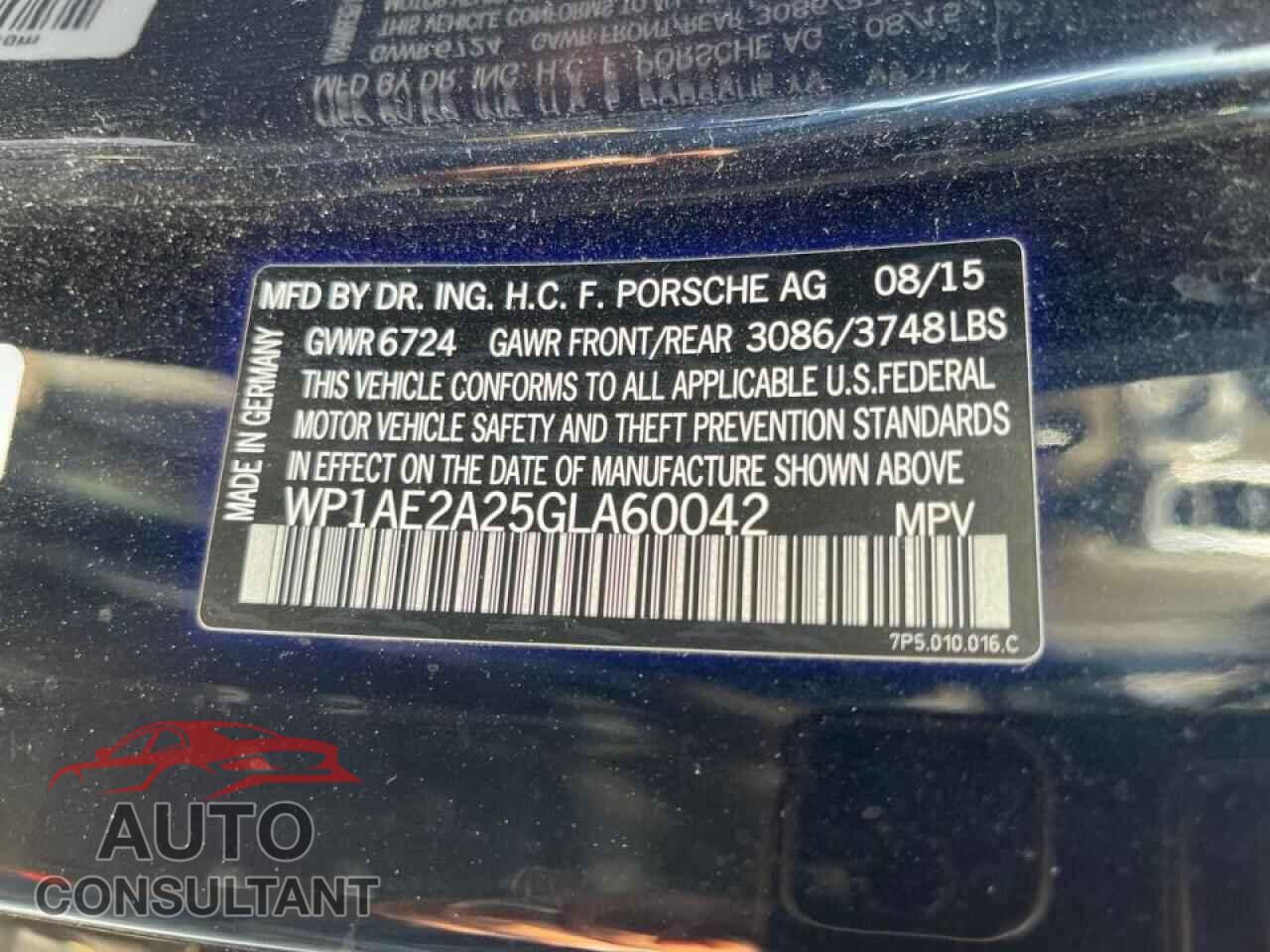 PORSCHE CAYENNE 2016 - WP1AE2A25GLA60042