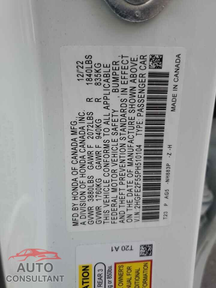 HONDA CIVIC 2023 - 2HGFE2F55PH510104