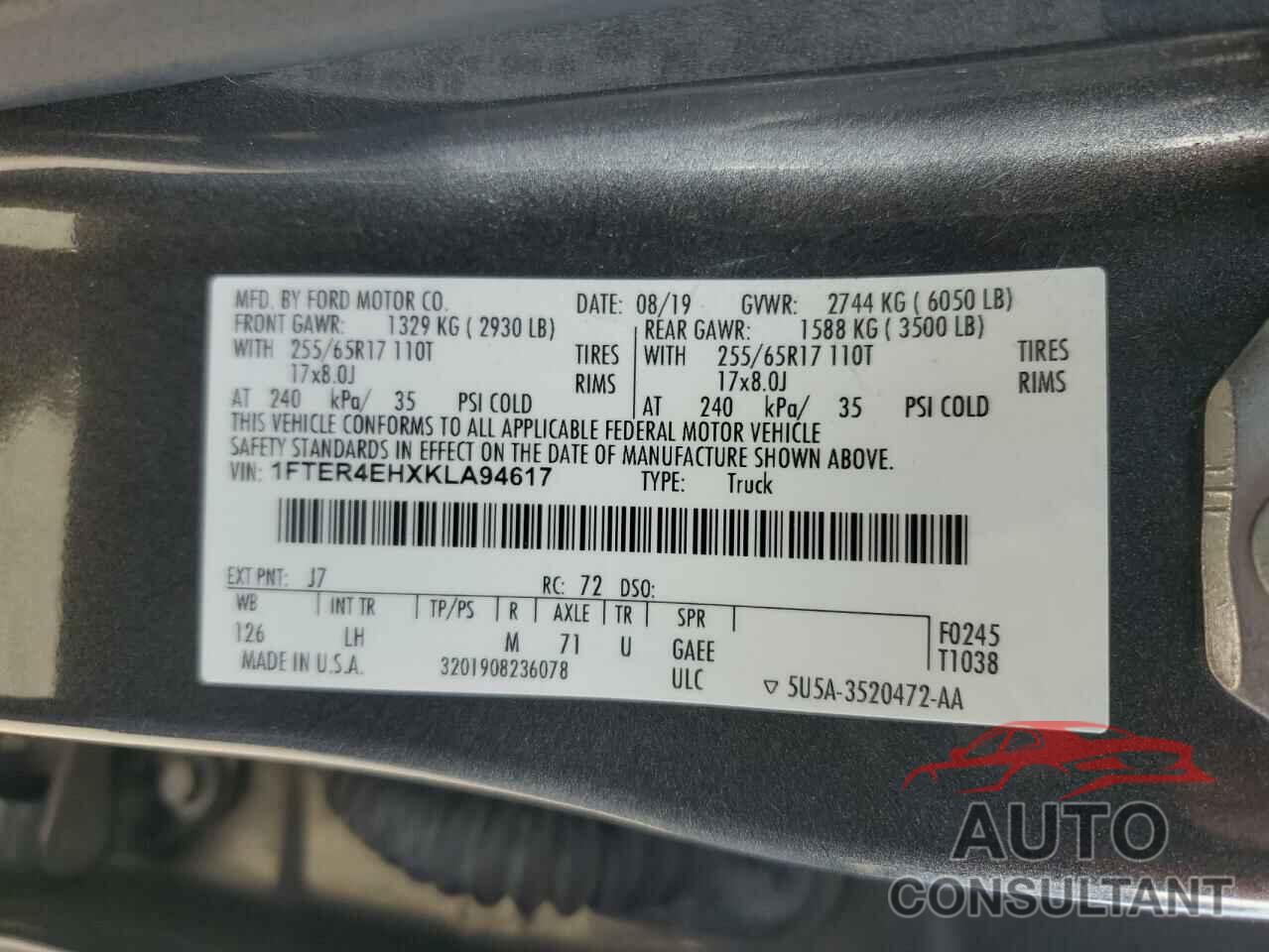 FORD RANGER 2019 - 1FTER4EHXKLA94617