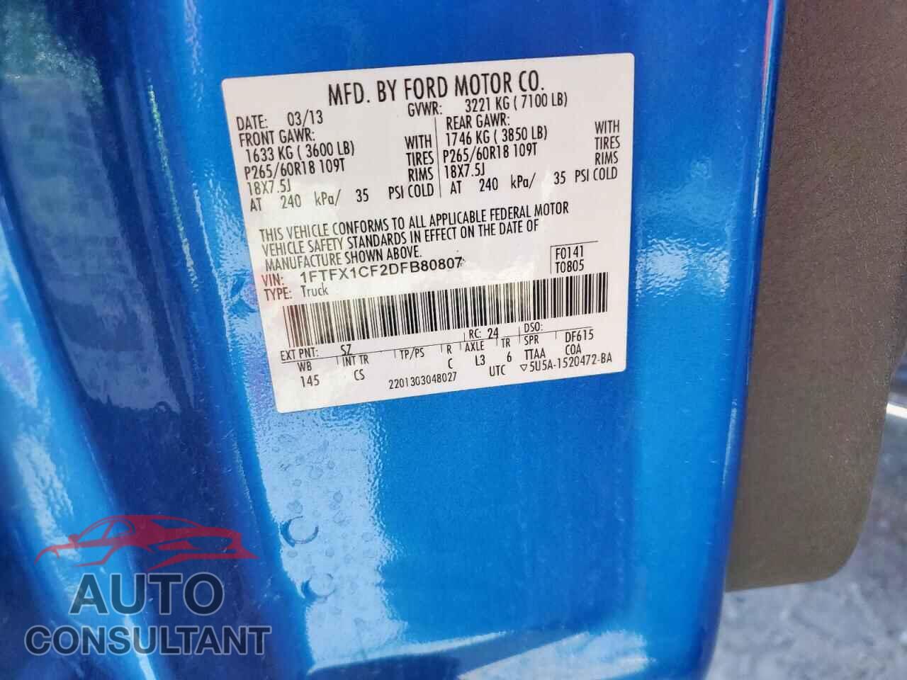FORD F-150 2013 - 1FTFX1CF2DFB80807