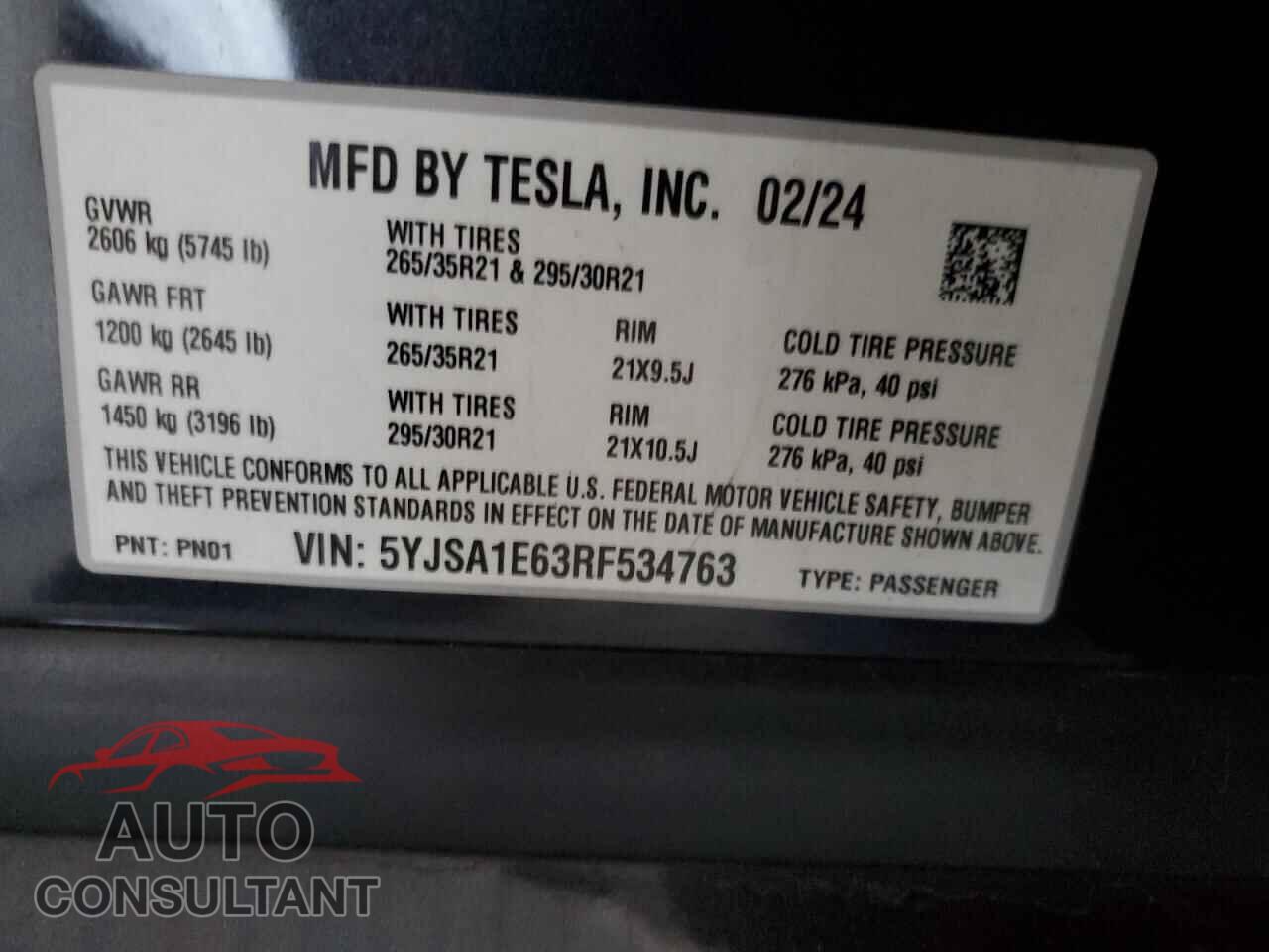 TESLA MODEL S 2024 - 5YJSA1E63RF534763