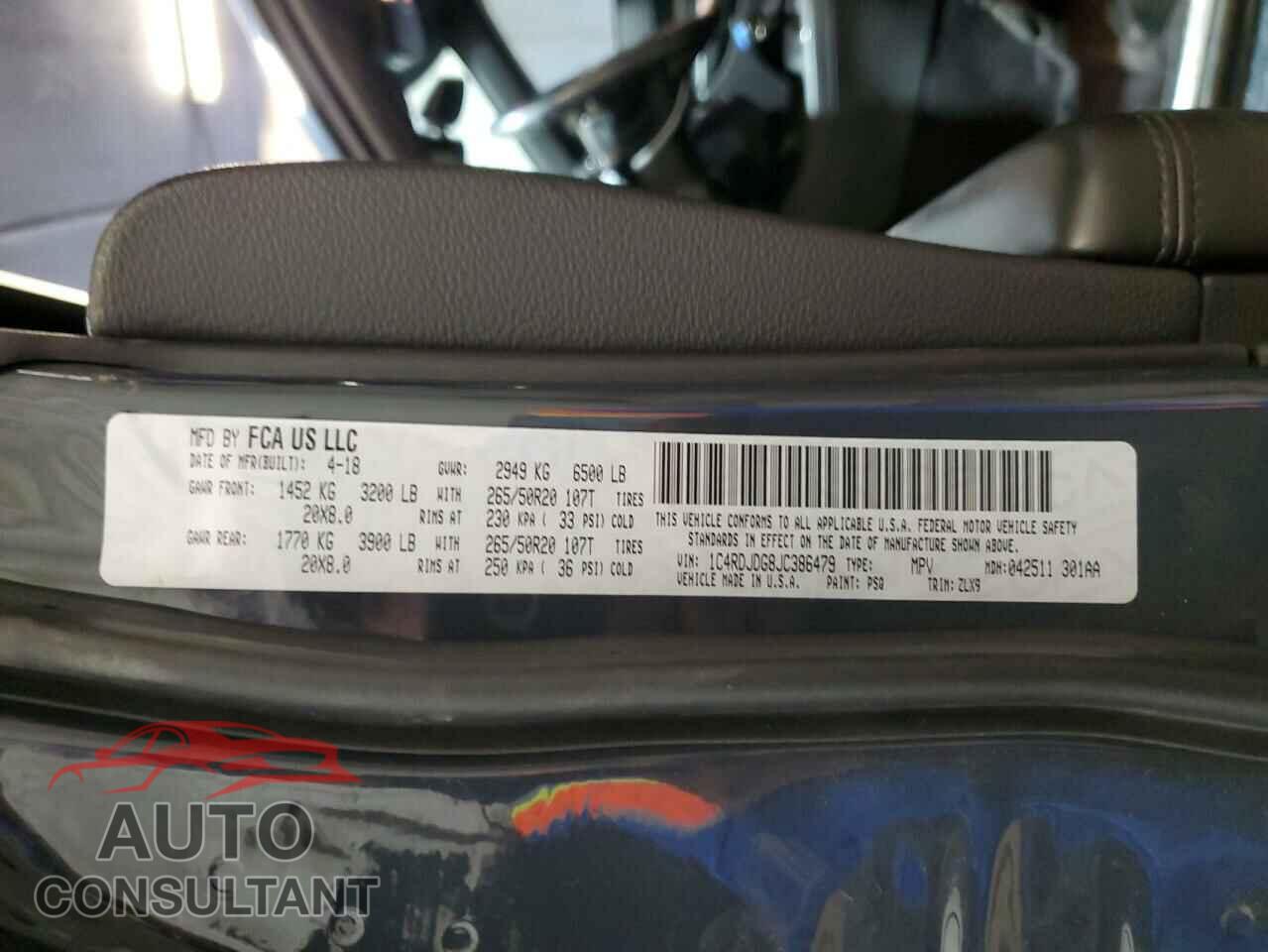 DODGE DURANGO 2018 - 1C4RDJDG8JC386479