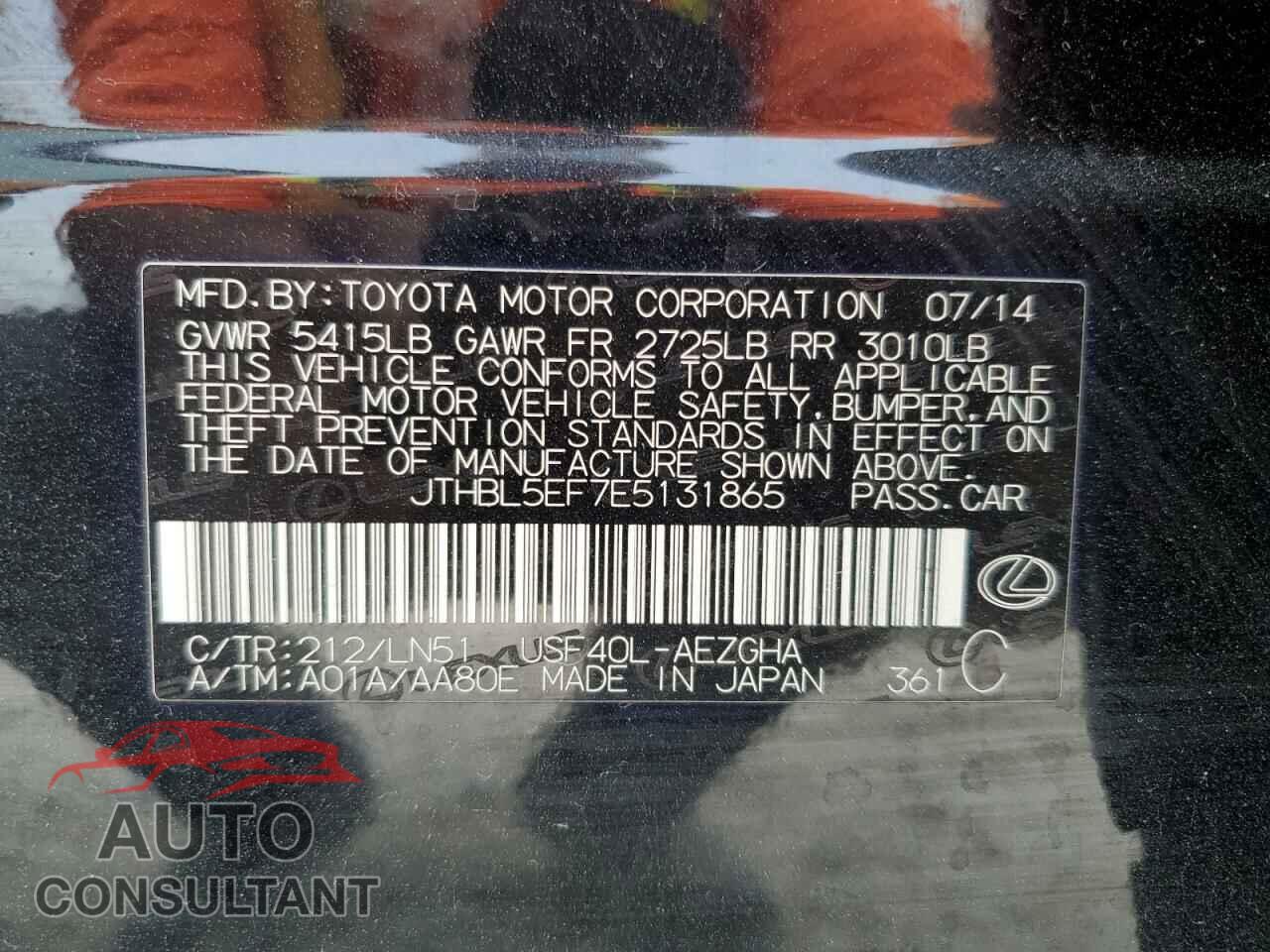 LEXUS LS460 2014 - JTHBL5EF7E5131865