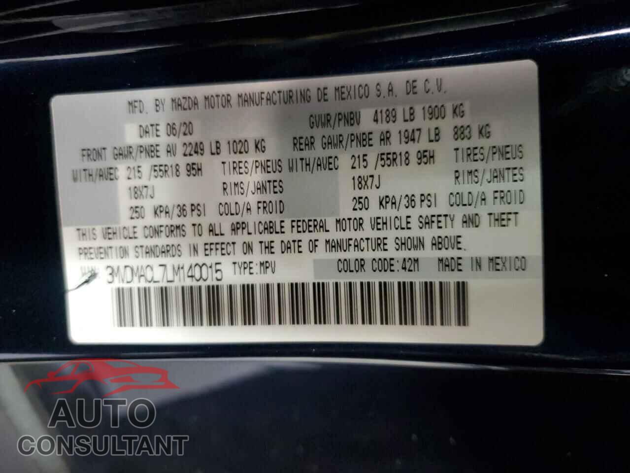 MAZDA CX30 2020 - 3MVDMACL7LM140015
