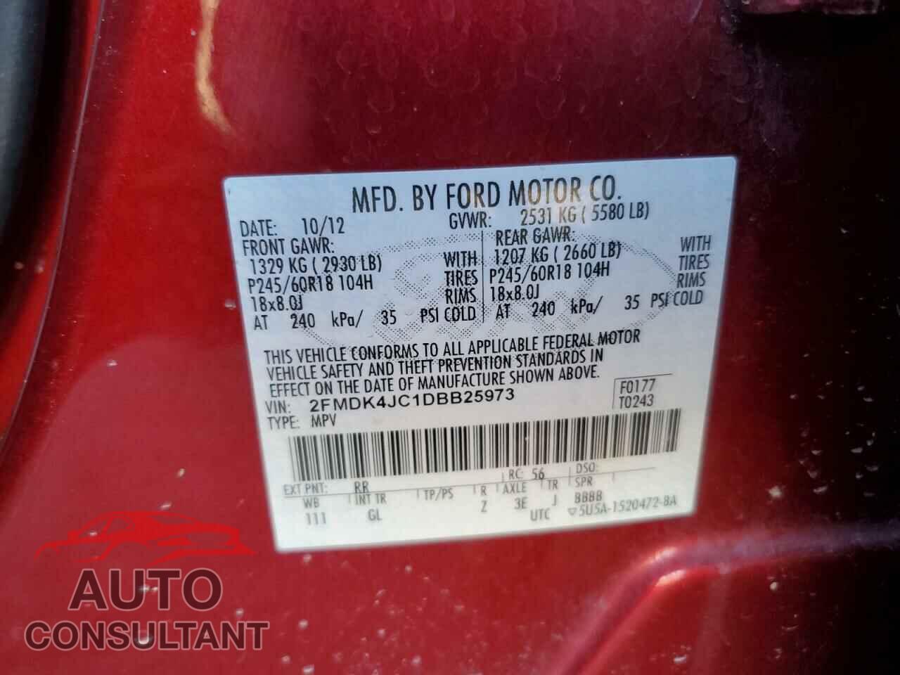 FORD EDGE 2013 - 2FMDK4JC1DBB25973