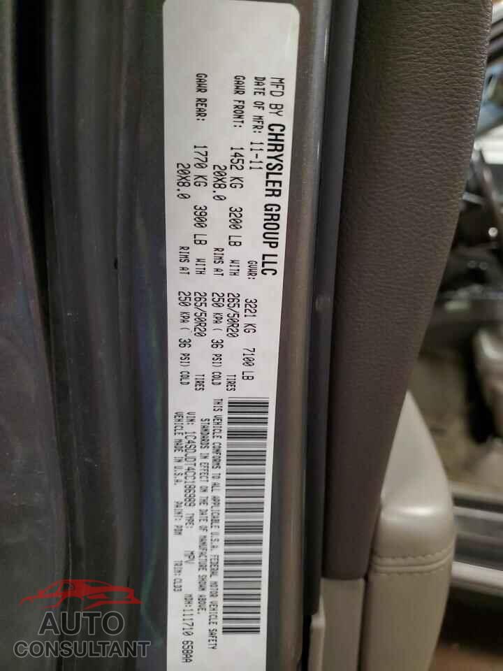 DODGE DURANGO 2012 - 1C4SDJDT4CC186989