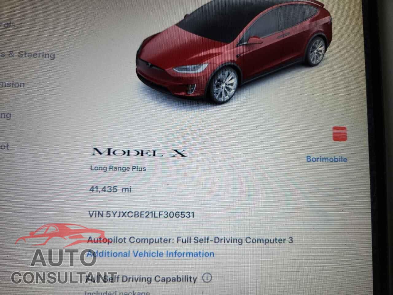 TESLA MODEL X 2020 - 5YJXCBE21LF306531