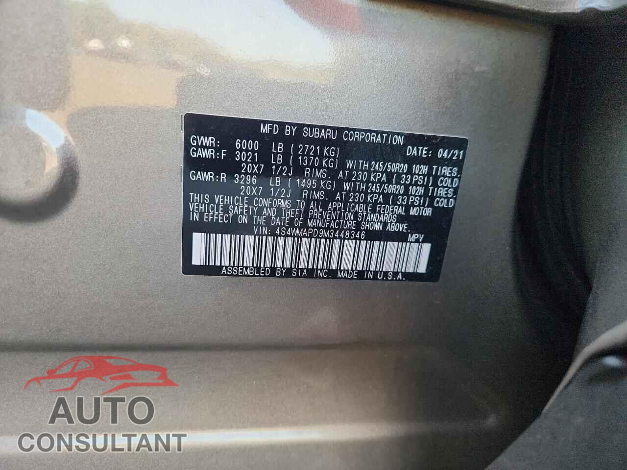 SUBARU ASCENT 2021 - 4S4WMAPD9M3448346