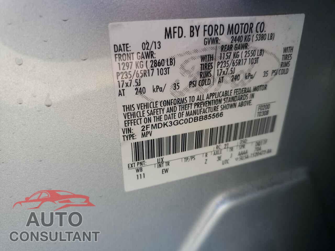 FORD EDGE 2013 - 2FMDK3GC0DBB85566
