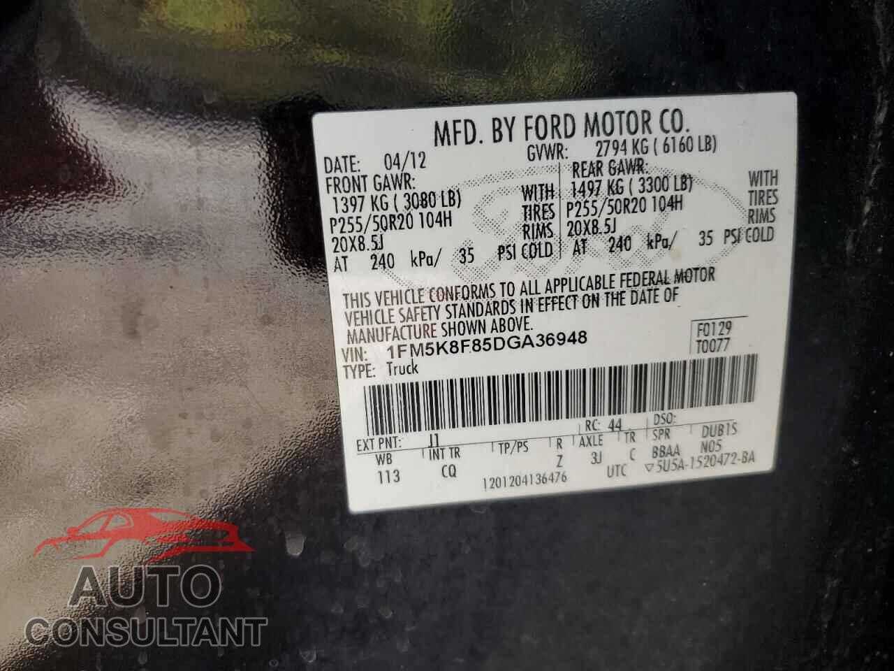 FORD EXPLORER 2013 - 1FM5K8F85DGA36948