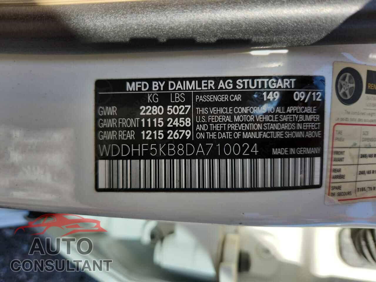 MERCEDES-BENZ E-CLASS 2013 - WDDHF5KB8DA710024