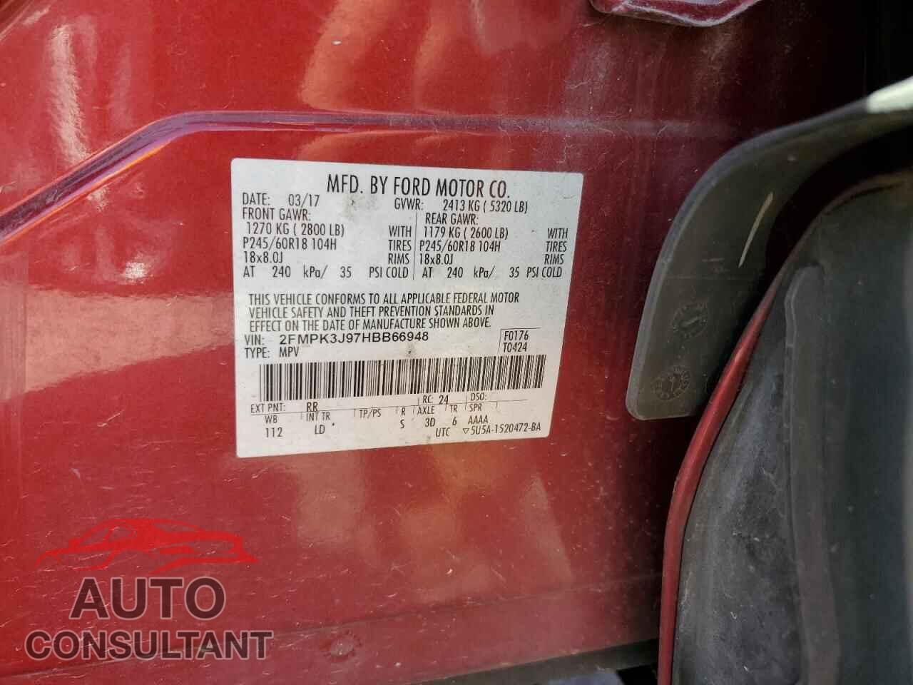 FORD EDGE 2017 - 2FMPK3J97HBB66948