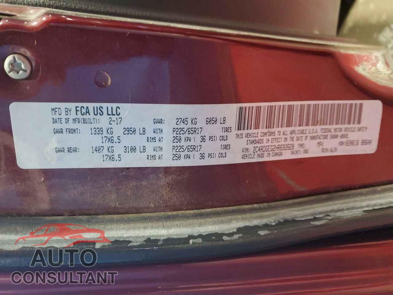 DODGE CARAVAN 2017 - 2C4RDGEG2HR692628