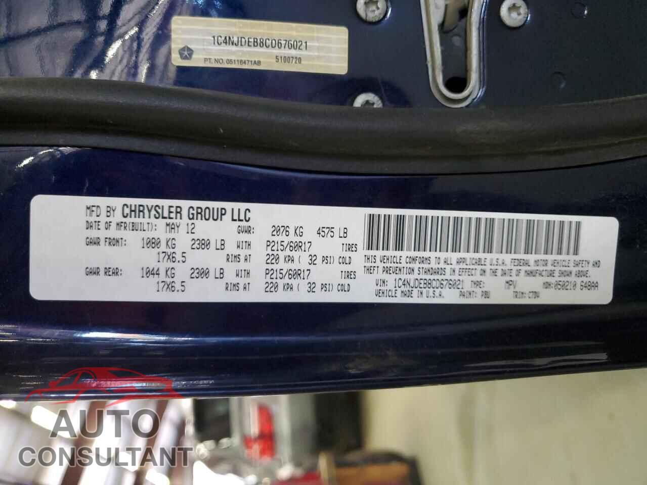 JEEP COMPASS 2012 - 1C4NJDEB8CD676021