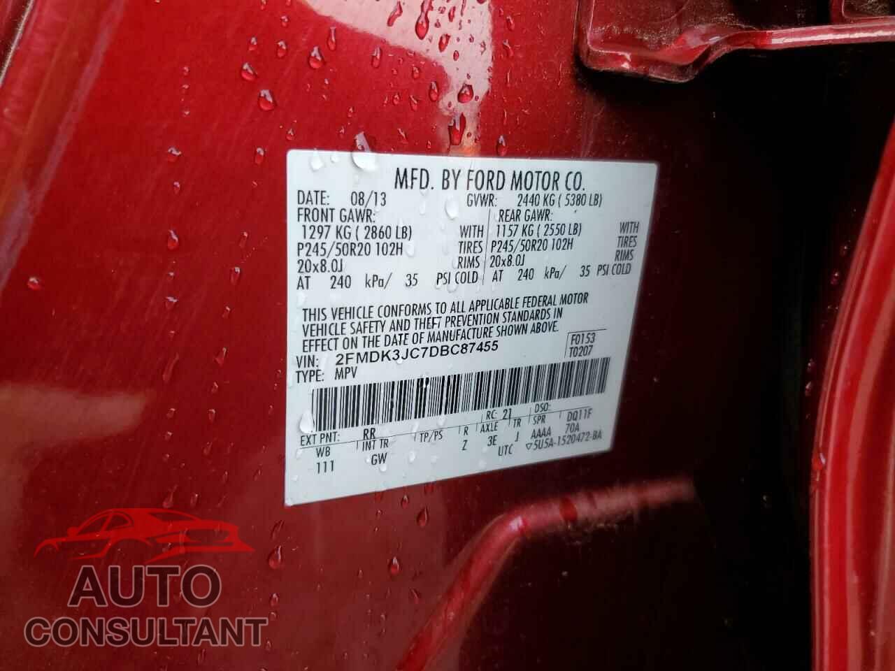 FORD EDGE 2013 - 2FMDK3JC7DBC87455