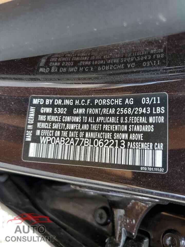 PORSCHE PANAMERA 2011 - WP0AB2A77BL062213