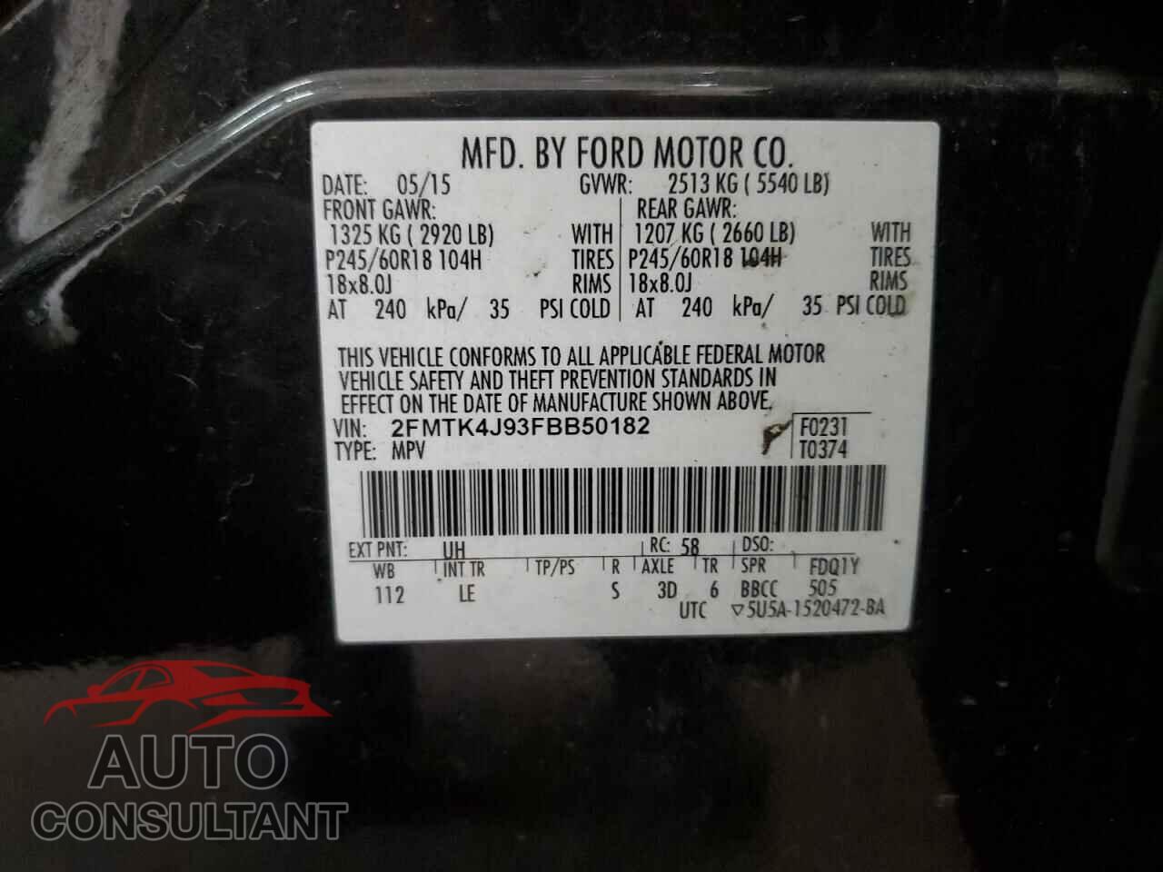 FORD EDGE 2015 - 2FMTK4J93FBB50182