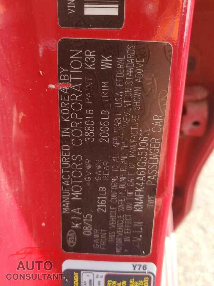 KIA FORTE 2016 - KNAFK4A61G5510611