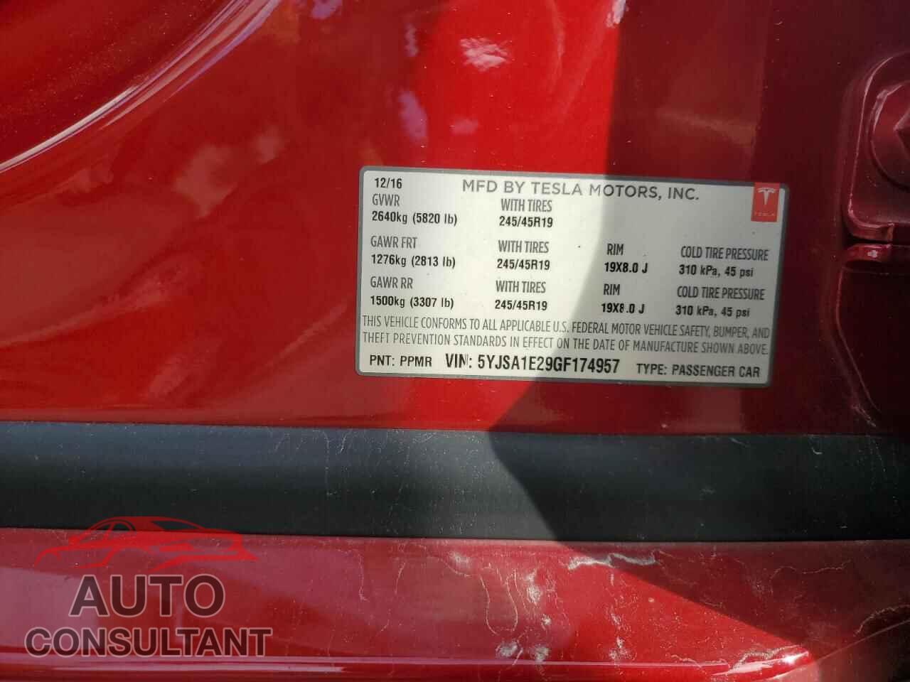 TESLA MODEL S 2016 - 5YJSA1E29GF174957