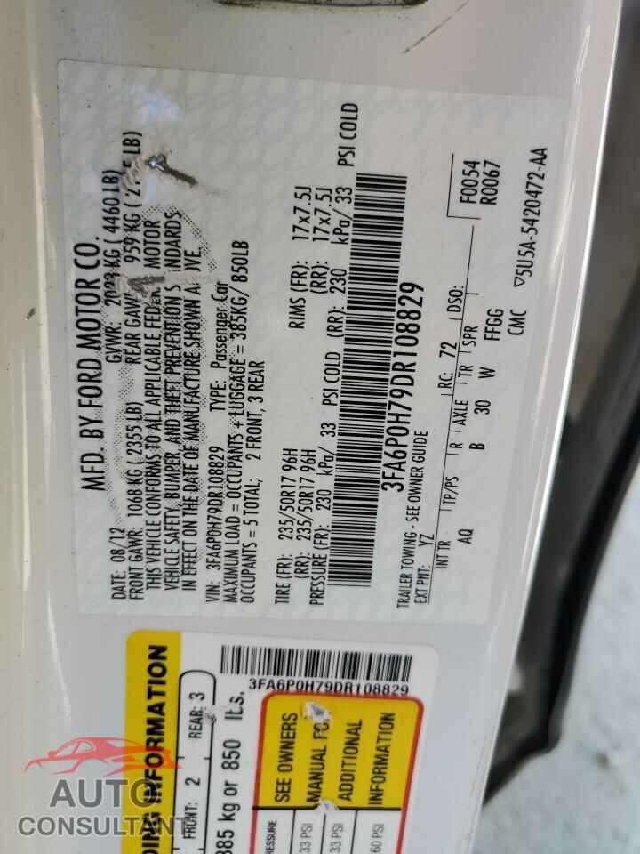 FORD FUSION 2013 - 3FA6P0H79DR108829