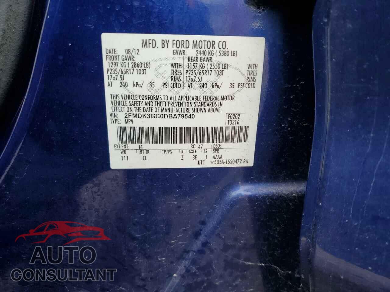 FORD EDGE 2013 - 2FMDK3GC0DBA79540