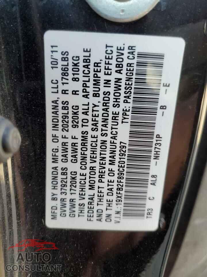 HONDA CIVIC 2012 - 19XFB2F89CE019297