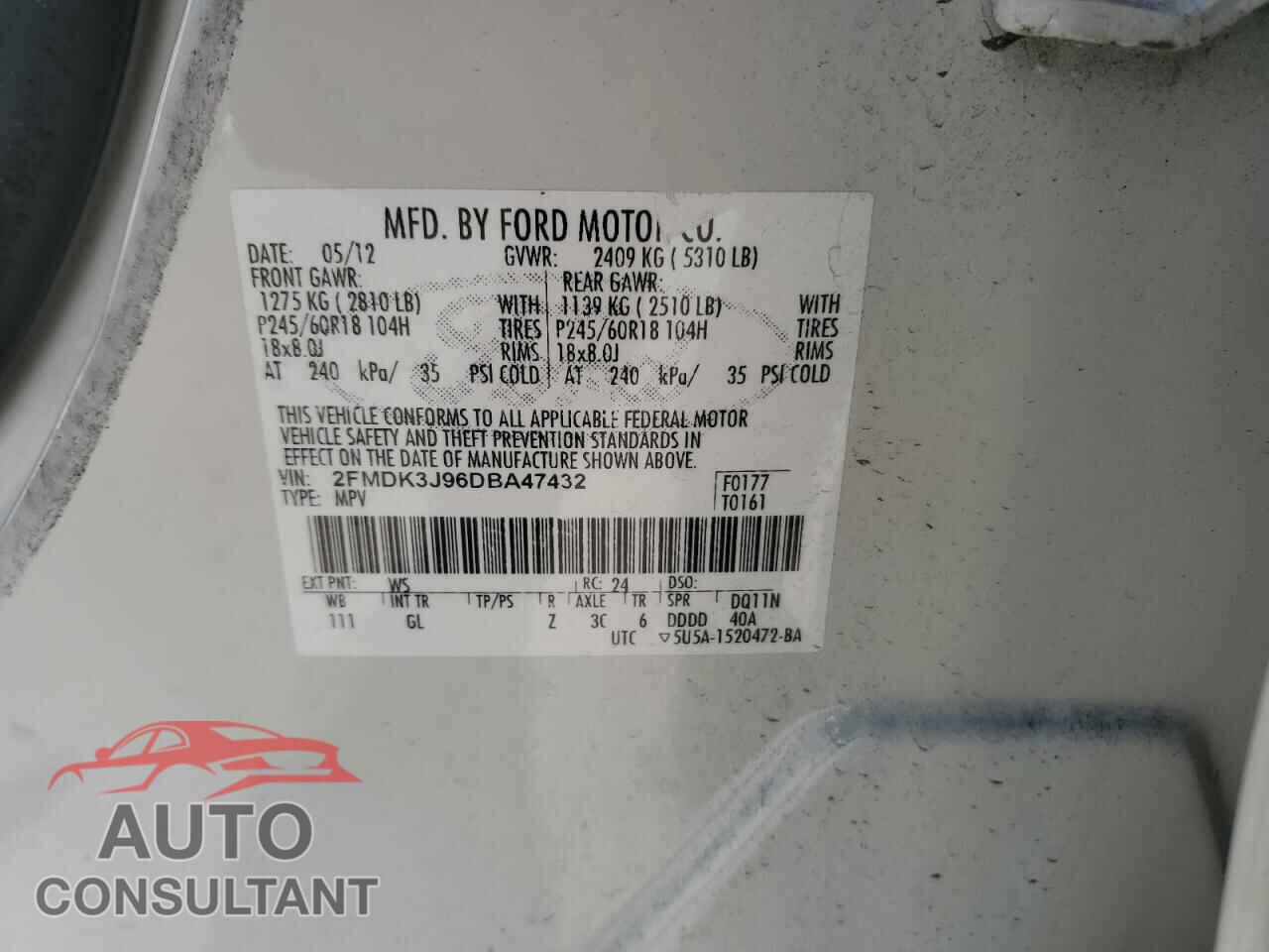 FORD EDGE 2013 - 2FMDK3J96DBA47432