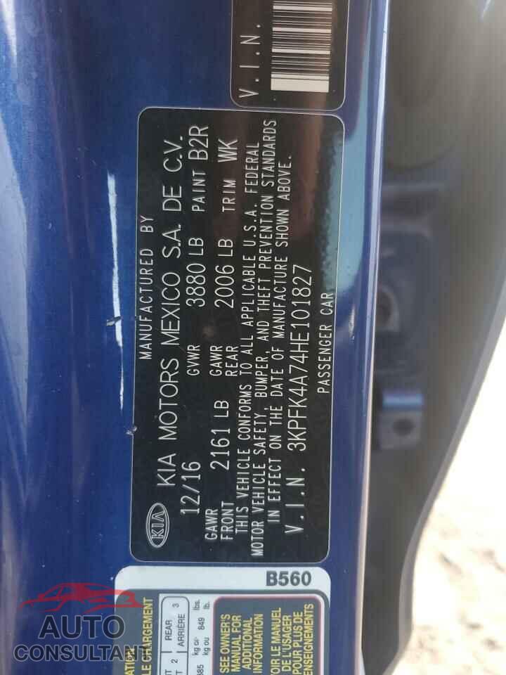 KIA FORTE 2017 - 3KPFK4A74HE101827