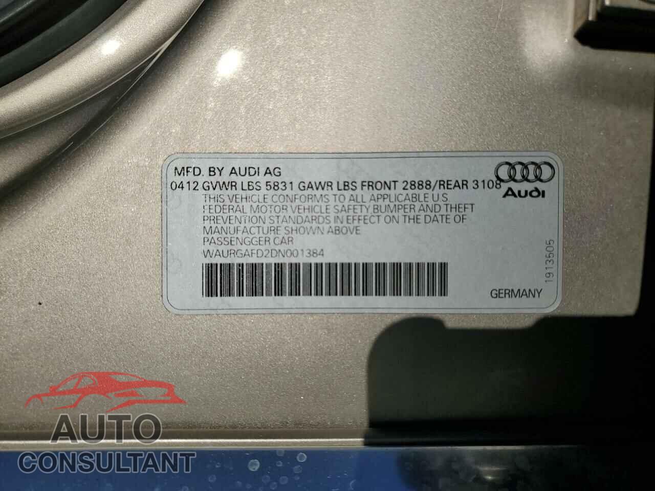 AUDI A8 2013 - WAURGAFD2DN001384