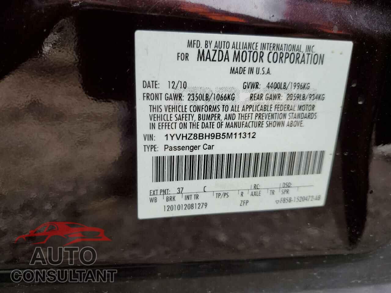 MAZDA 6 2011 - 1YVHZ8BH9B5M11312