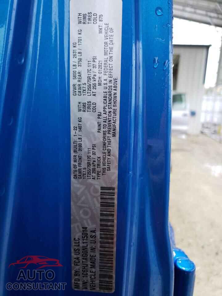 JEEP GLADIATOR 2022 - 1C6HJTAG0NL115014