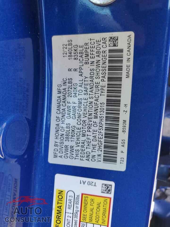 HONDA CIVIC 2023 - 2HGFE2F5XPH513015