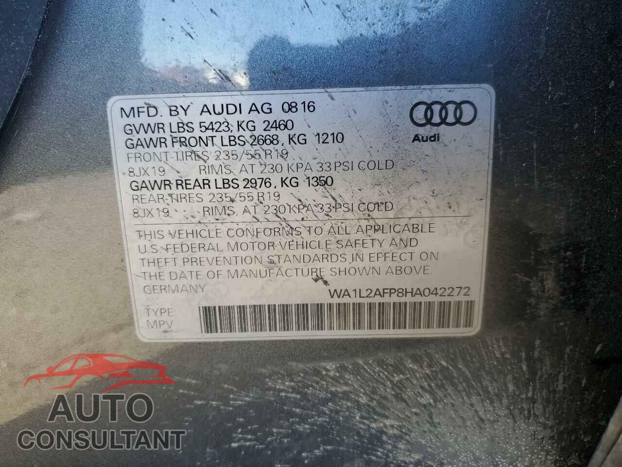 AUDI Q5 2017 - WA1L2AFP8HA042272