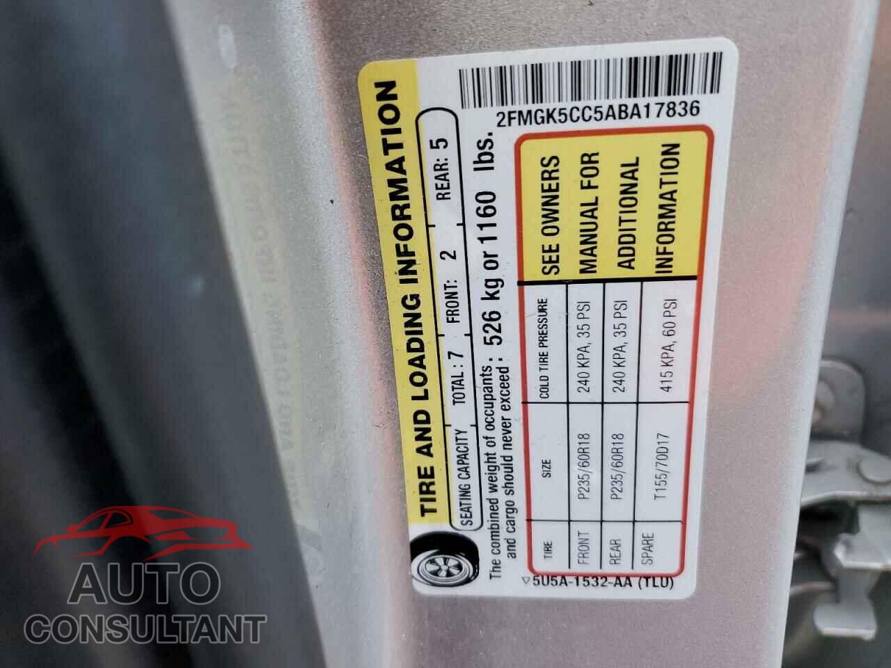 FORD FLEX 2010 - 2FMGK5CC5ABA17836