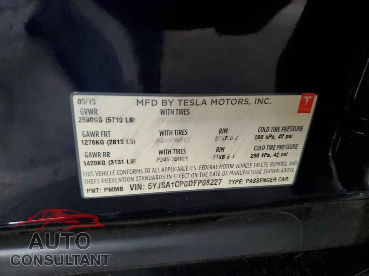 TESLA MODEL S 2013 - 5YJSA1CP0DFP08227
