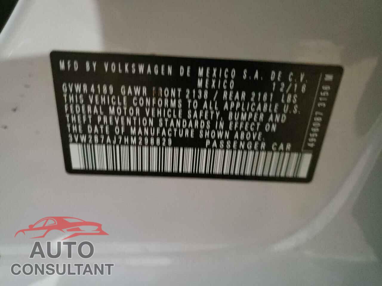 VOLKSWAGEN JETTA 2017 - 3VW2B7AJ7HM298829