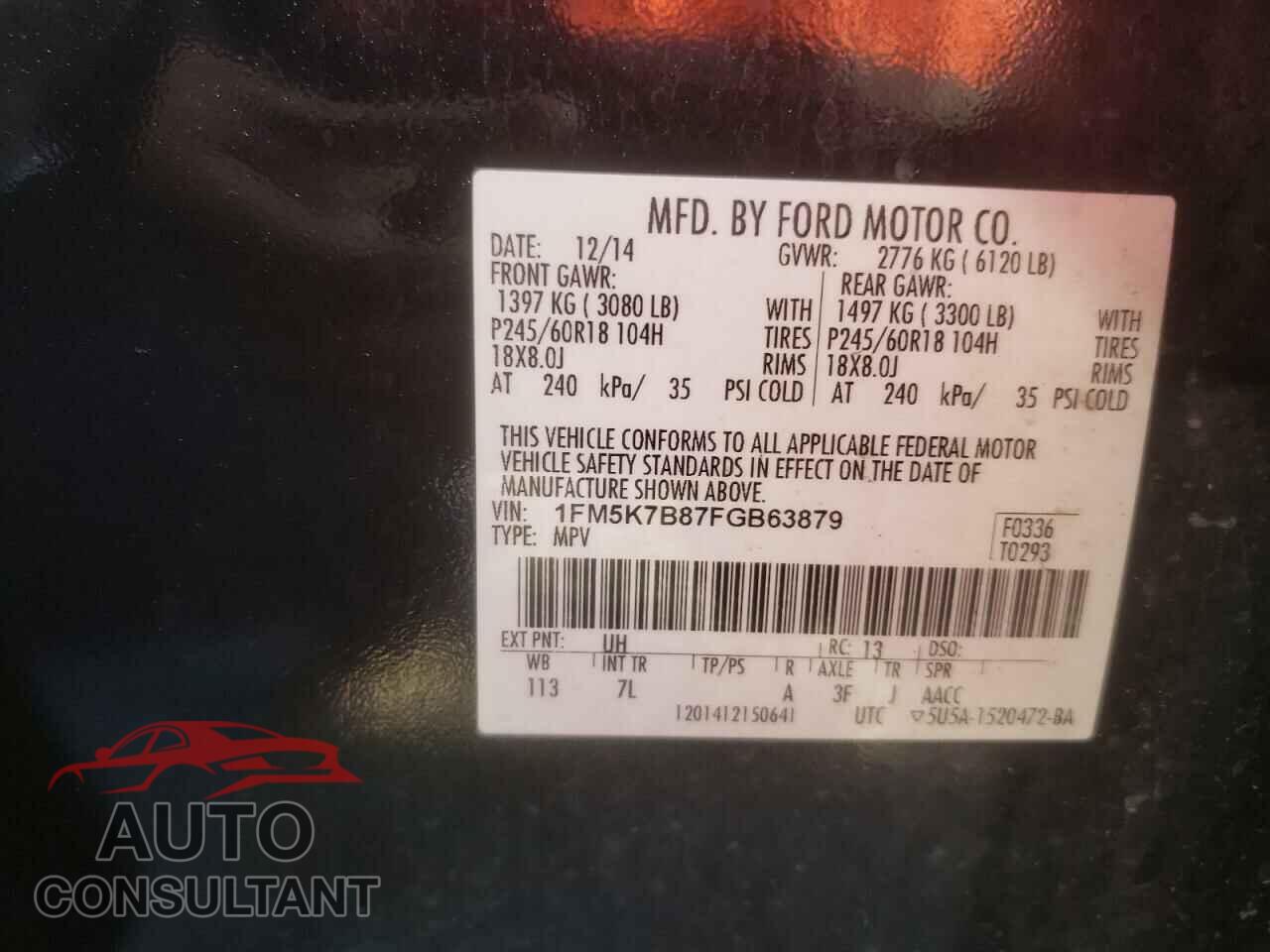 FORD EXPLORER 2015 - 1FM5K7B87FGB63879